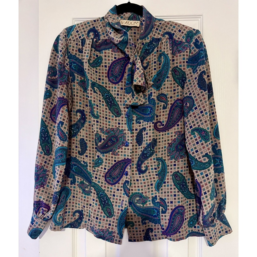 80's Gordon of Philadelphia Blouse, Size 8, Long Sleeve, Paisley Size 8